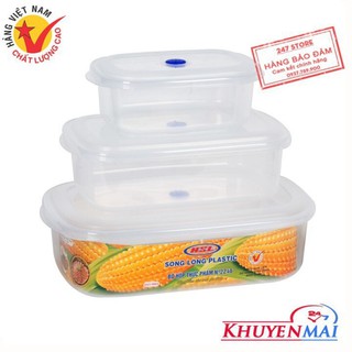 Bộ 3 hộp nhựa đựng thực phẩm song long plastic 4.2