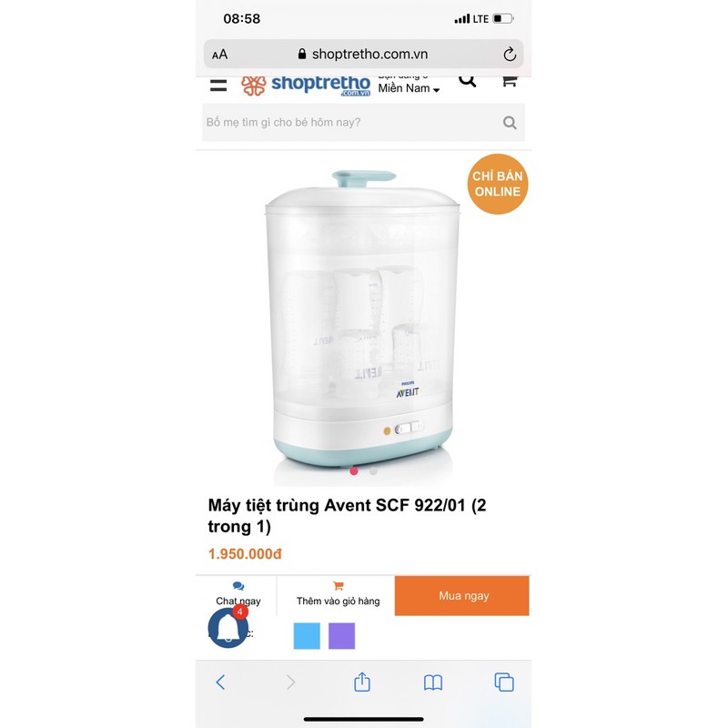 Máy tiệt trùng Avent 3in1