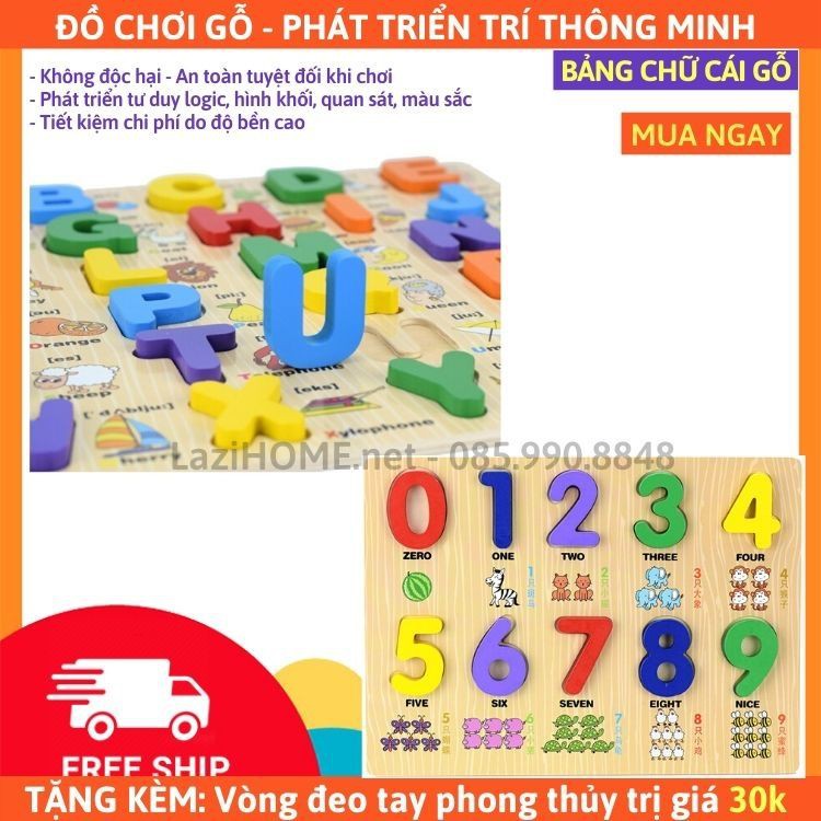 [MUA 1 ĐƯỢC 2] do choi tre em, đồ chơi trẻ em BẢNG CHỮ CÁI Lazi HOME - Tặng kèm vòng đeo tay phong thủy trị giá 30k