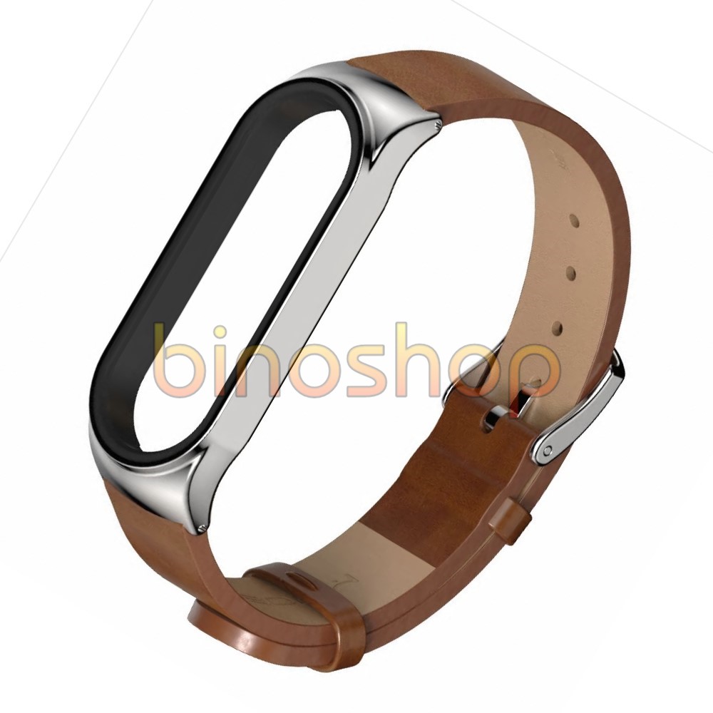 Dây đeo miband 5 da PU viền cong CS· chính hãng MIJOBS, dây đeo thay thế mi band 5 da PU viền vân TF MIJOBS