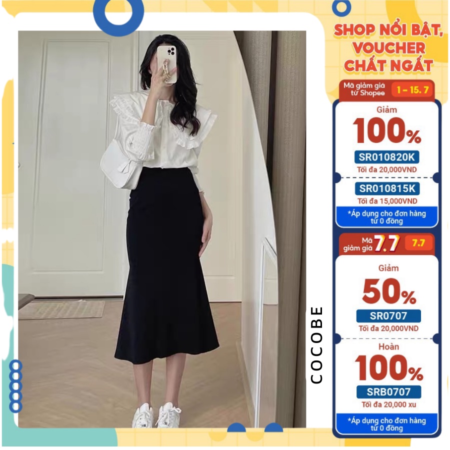 Chân váy đuôi cá dáng dài ôm body Hàn Quốc loe tôn dáng Cocobe CVL01 Freesize từ 40-60kg
