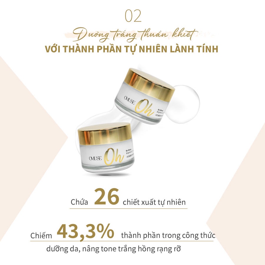 [Mã FMCGMALL -8% đơn 250K] Kem dưỡng trắng, cấp ẩm và phục hồi da O’Muse Oh So Glowy Brightening Cream 50ml | BigBuy360 - bigbuy360.vn