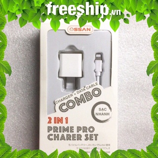 Combo sạc nhanh iPhone Củ sạc vuông và cáp sạc dài 1m cho iPhone OSSAN OS-B1