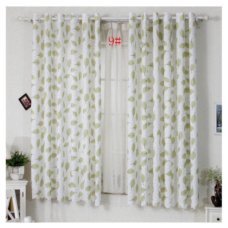 Rèm vải cao cấp treo cửa sổ phòng ngủ - phòng khách trang trí - lá xanh lợt nhỏ