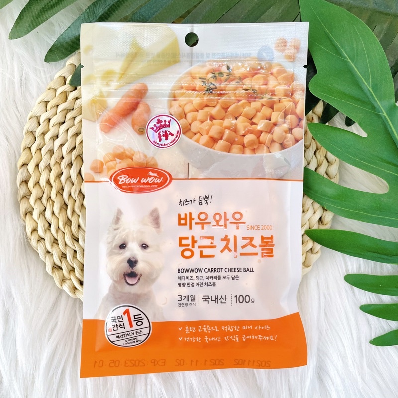 [Phô mai cà rốt] Bowwow Phô mai viên 100gr cho chó mèo
