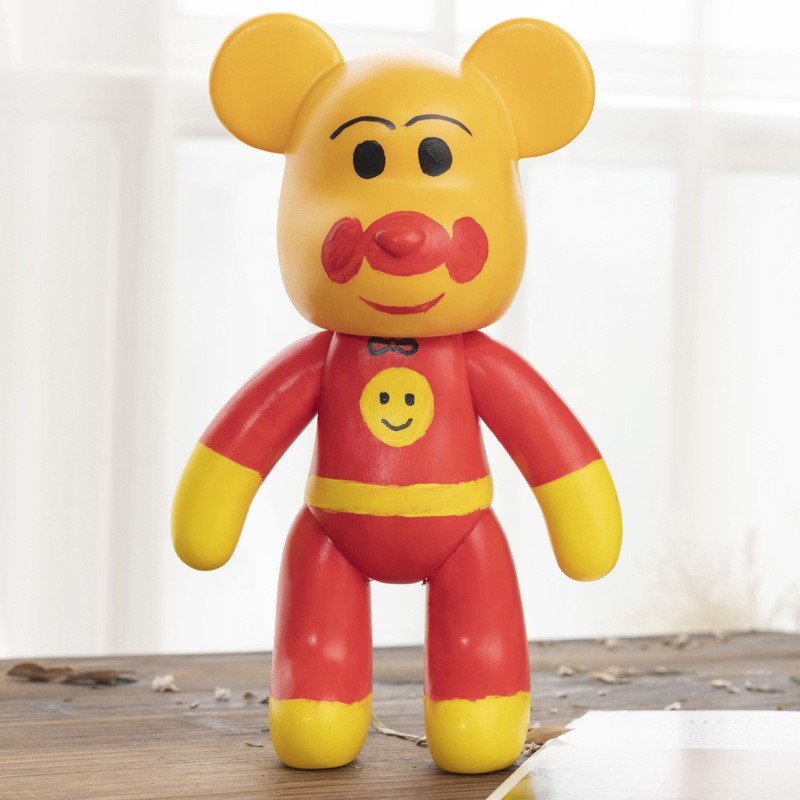 Gấu Bearbrick tô tượng sơn trang trí theo sở thích, vẽ trên phôi gấu đính đá bearbrick 23cm, giúp bé thông minh,sáng tạo