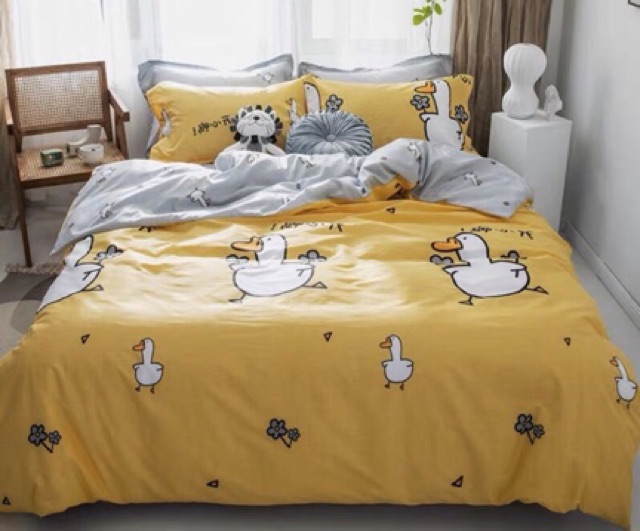 Bộ chăn ga cotton poly cao cấp - Vịt vàng