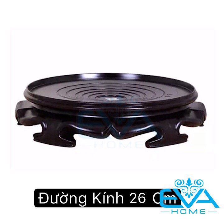 Đế Gỗ Nhựa Tròn Chân Hoa Văn Size 26 Cm Cao Cấp