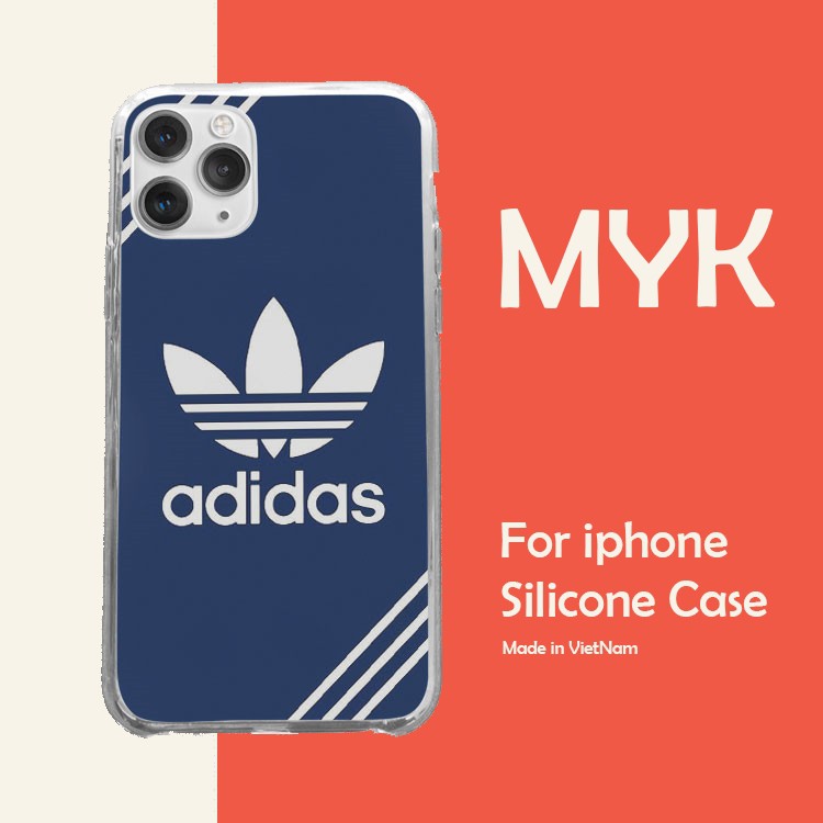 Ốp lưng logo ADIDAS trắng xanh 3 sọc ghi cho Iphone 5 6 7 8 Plus 11 12 Pro Max X Xr ADIPOD00094