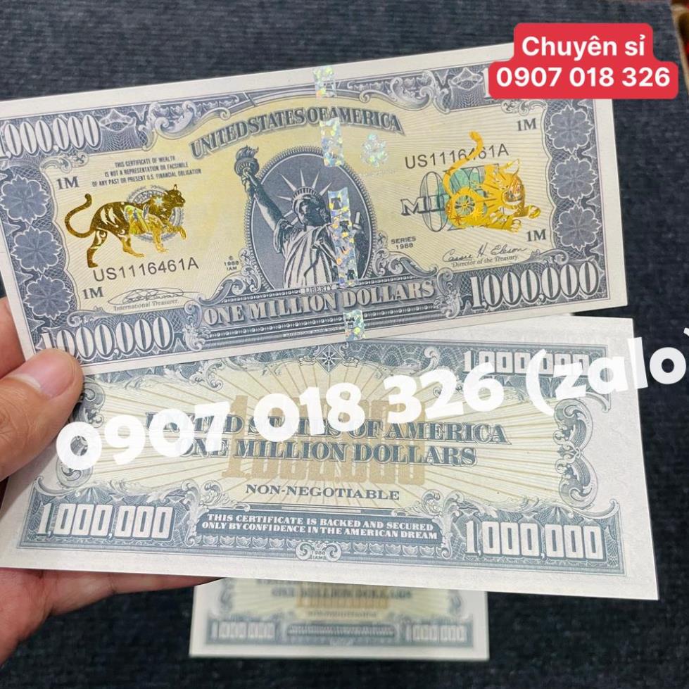 Combo 10 Tờ Triệu Đô Con Mèo Siêu Cấp Mỹ Có Bảo An Chống Giả, 1 Triệu Usd Kỉ Niệm Lưu Niệm