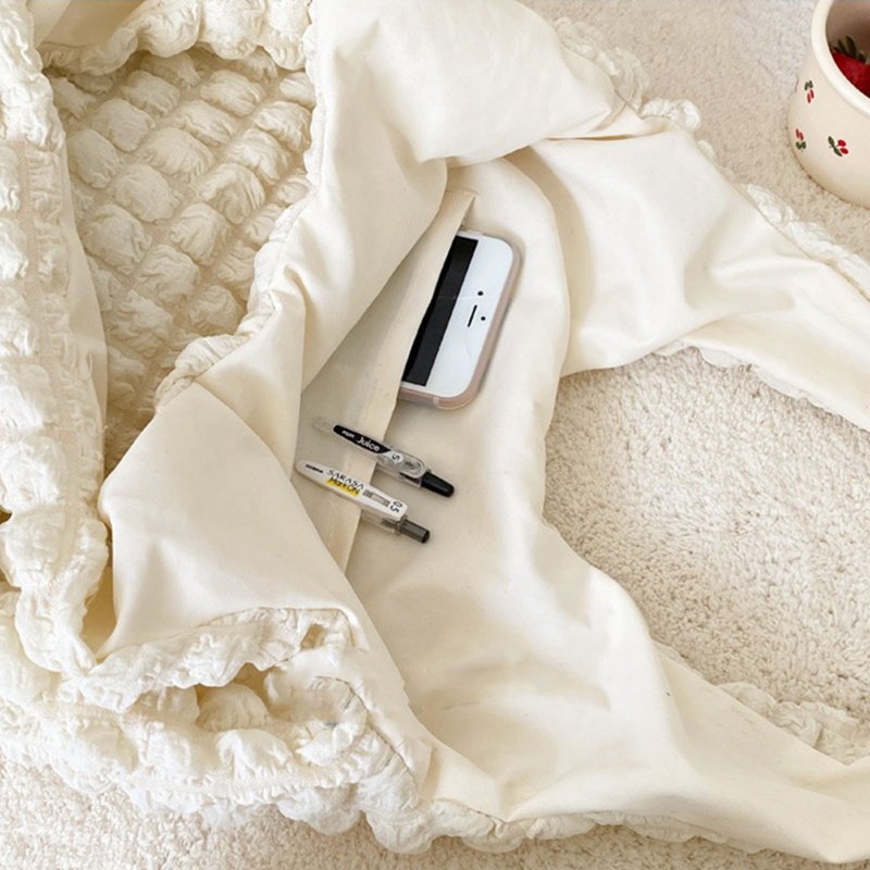 Túi Tote Đeo Vai / Kẹp Nách Xếp Ly Cỡ Lớn Dễ Thương Cho Nữ