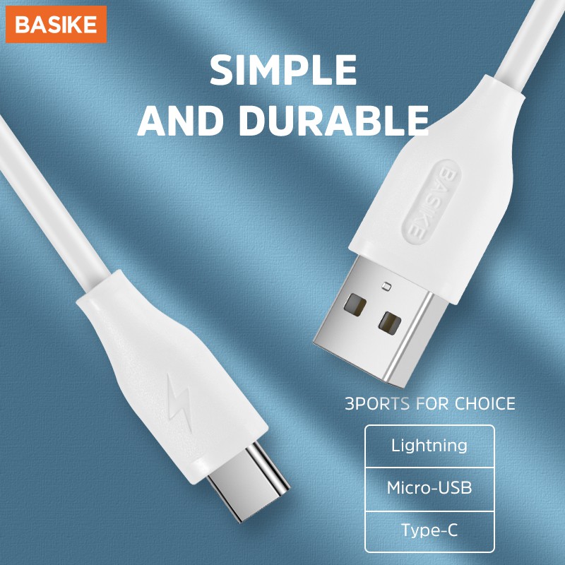 Dây Cáp Sạc BASIKE BSK-CT18 Micro Type-C Lightning Dài 1M 2.4A