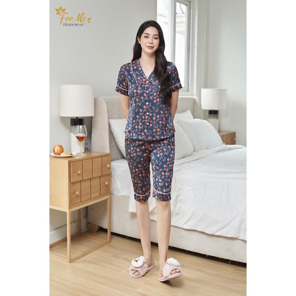 Bộ mặc nhà lụa giấy Luxury cao cấp kiểu dáng lửng họa tiết Ô Vuông 32, forme pijamas