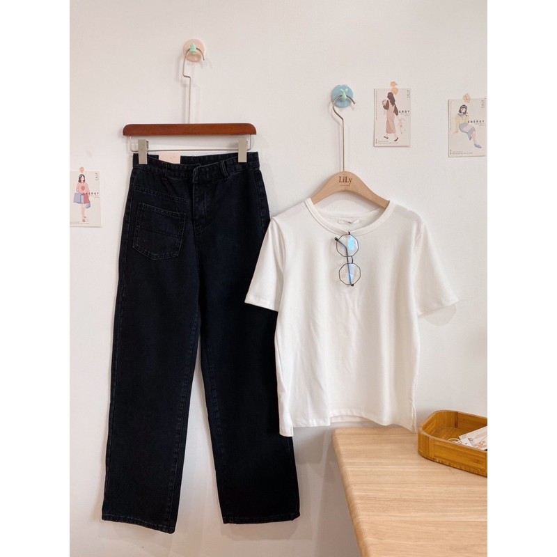 Quần jeans suông 1 túi trước (ib chọn màu và size )