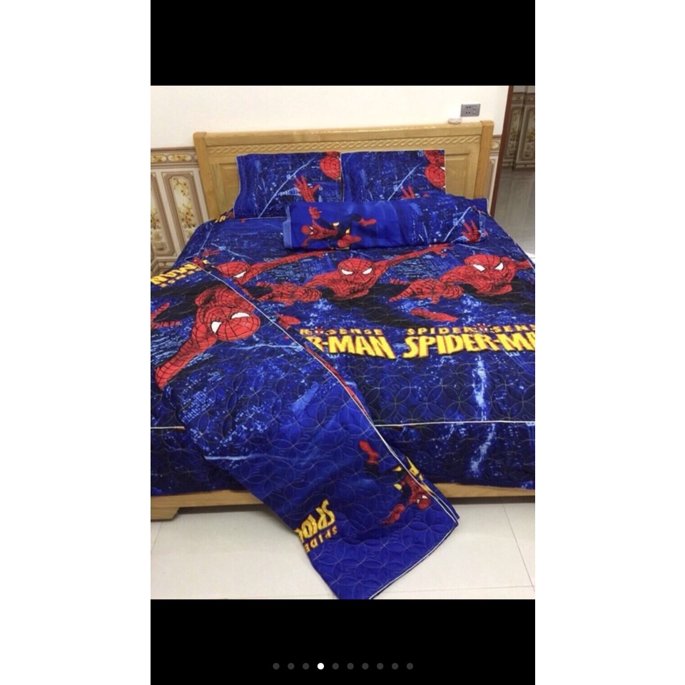 Trọn Bộ 5 Món chăn phao ga gối poly cotton hàng loại 1 mẫu siêu nhân
