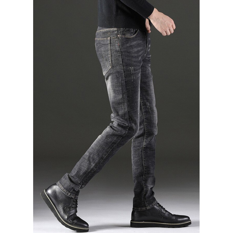 Quần Bò Nam Đen Xước Dáng Vừa Chất Đẹp Ít Phai Màu Co Giãn Nhẹ Không Xù Lông | BigBuy360 - bigbuy360.vn