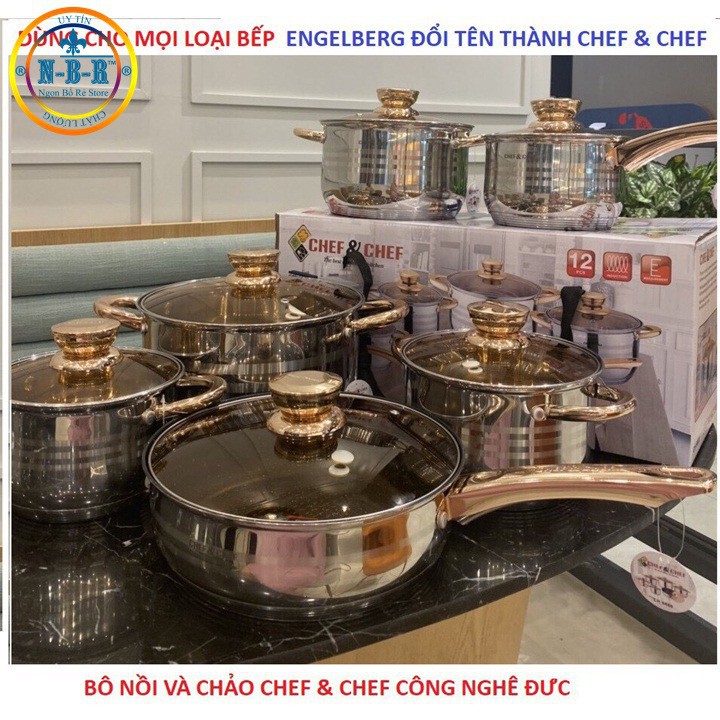 Bộ Nồi Chef&amp;Chef 6 Món Có Vung Kính Hàng Cao Cấp