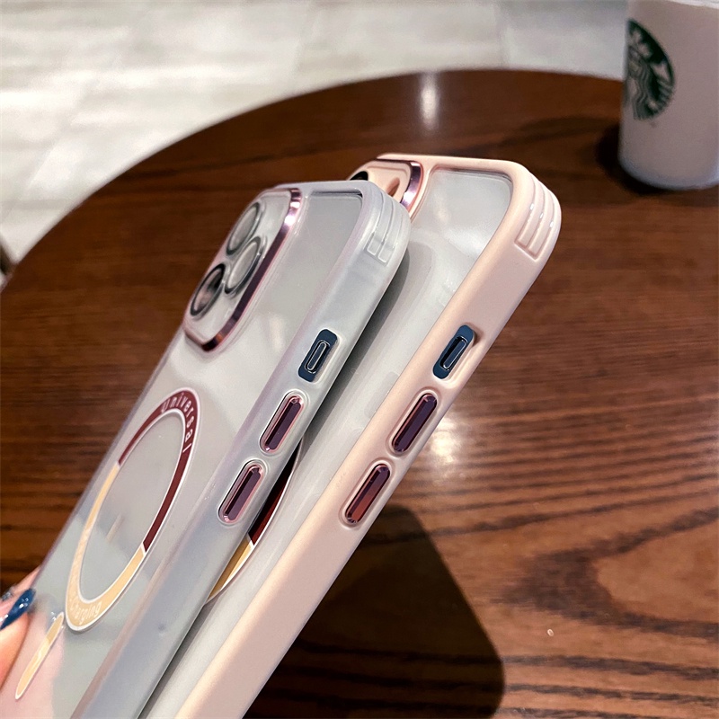 Ốp Điện Thoại Cứng Trong Suốt Từ Tính Có Túi Khí Chống Sốc/Rơi Cho iPhone 12 13 Pro Max ip11