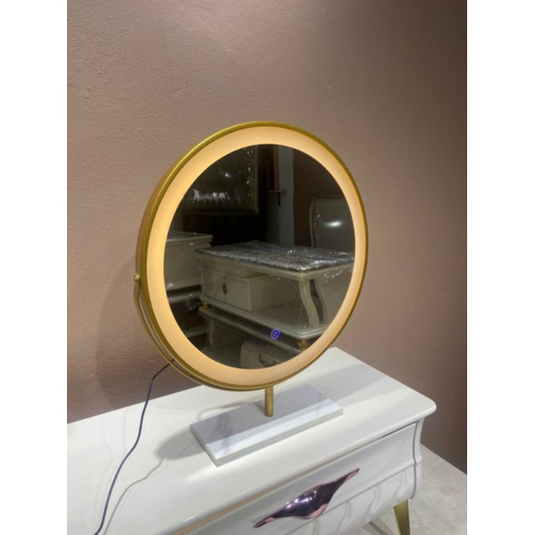 Gương Trang điểm để bàn Xoay 360° hàng nhập khẩu cao cấp. D45cm 3 màu ánh sáng.