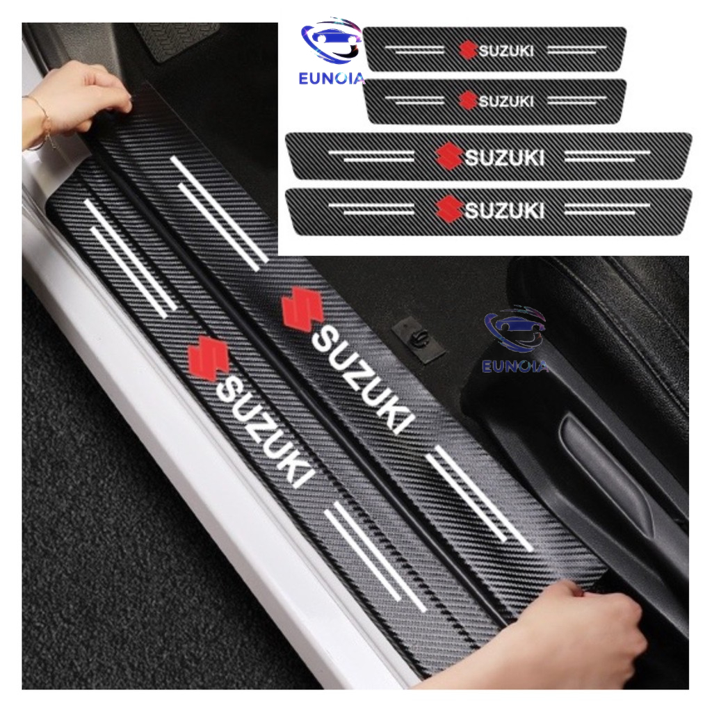 Sét 9 miếng dán bậc cửa HONDA có vân carbon dán full keo chống trầy tốt - phụ kiện đồ chơi ô tô xe hơi EUNOIA