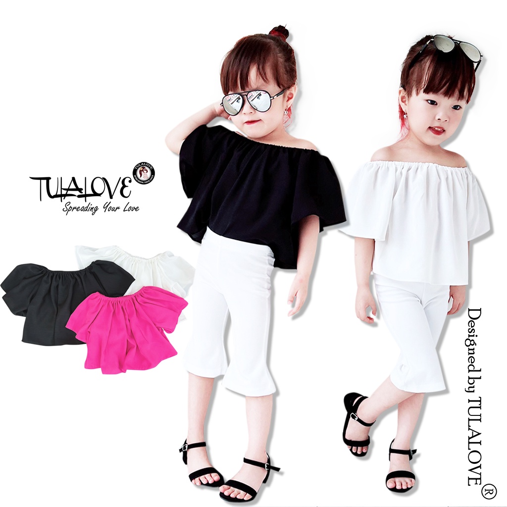 Áo Trễ Vai Cho Bé Gái Vải Đũi Cotton áo bé gái Tulalove