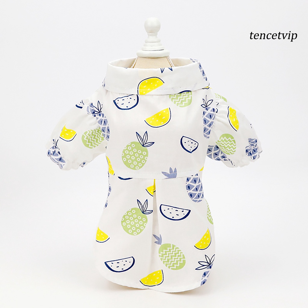 Áo Thun Cotton In Họa Tiết Trái Cây Hai Chân Cài Nút Cho Thú Cưng