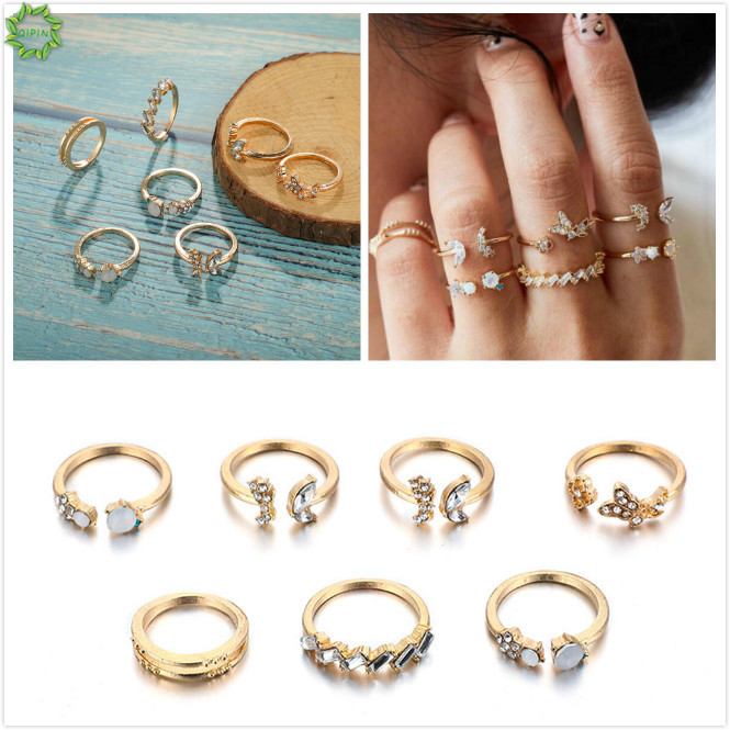 Set 7 Nhẫn Đeo Khớp Ngón Tay Phong Cách Boho Dành Cho Nữ