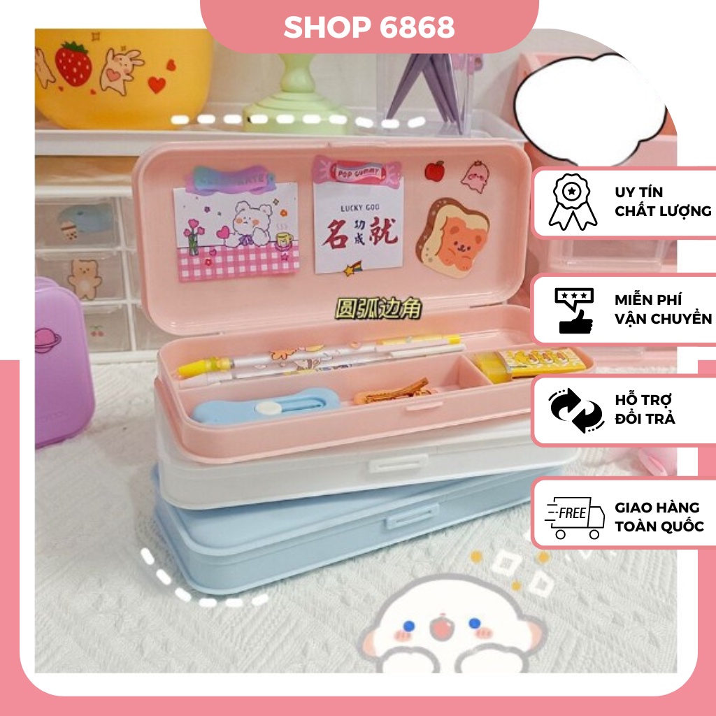Hộp đựng bút học sinh Pencil Box bằng nhựa dễ dàng thiết kế sáng tạo họa tiết dễ thương