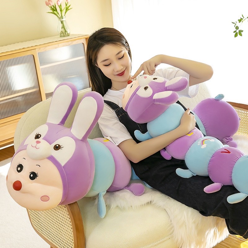 Gấu Bông Sâu Biến Hình Thỏ, Thú bông sâu Tai thỏ( Hàng Nội Địa)