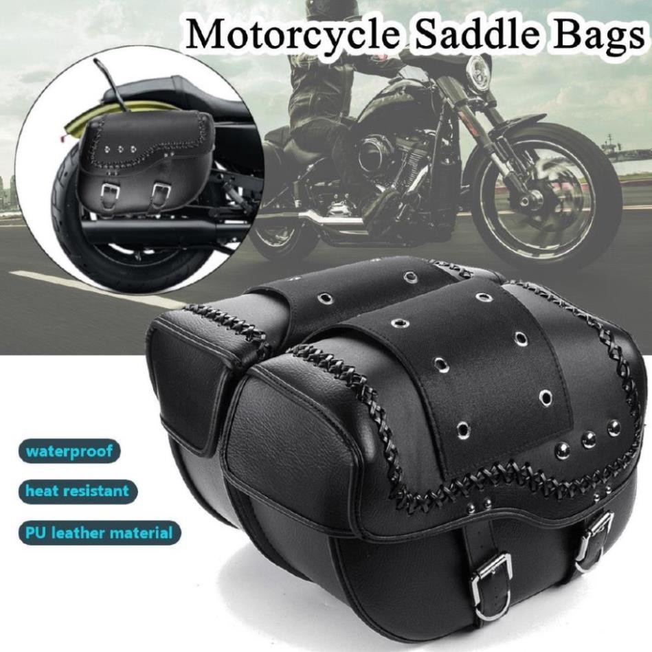 Bộ 2 túi da PU treo bên hông yên xe mô tô chống thấm nước cho Harley Sportster XL883 XL1200 .