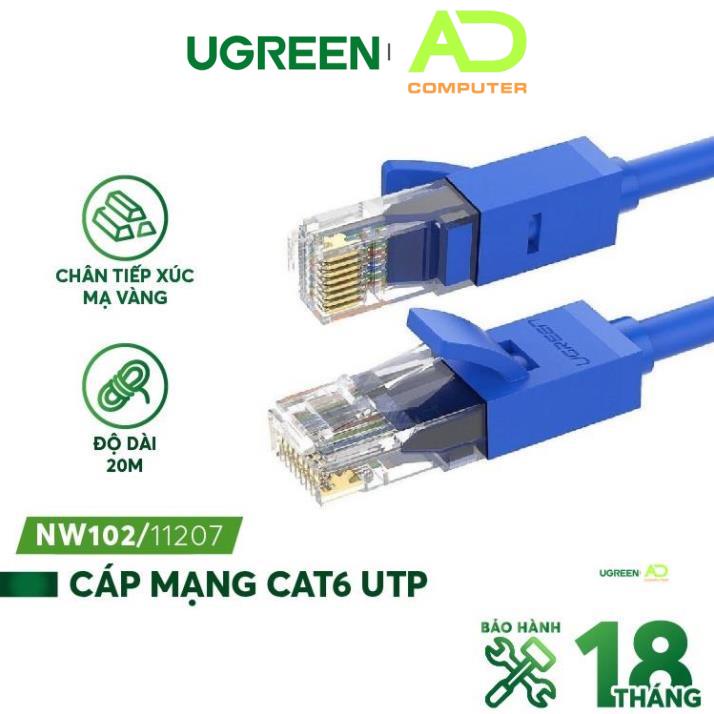 Dây mạng bấm sẵn 2 đầu Cat6 UTP Patch Cords UGREEN NW102 (xanh da trời)