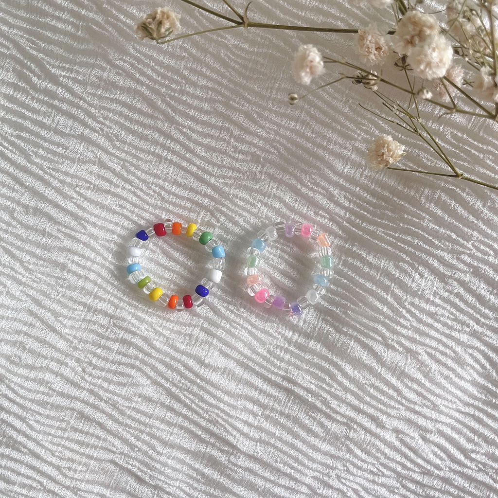 Nhẫn hạt cườm handmade màu đục / pastel