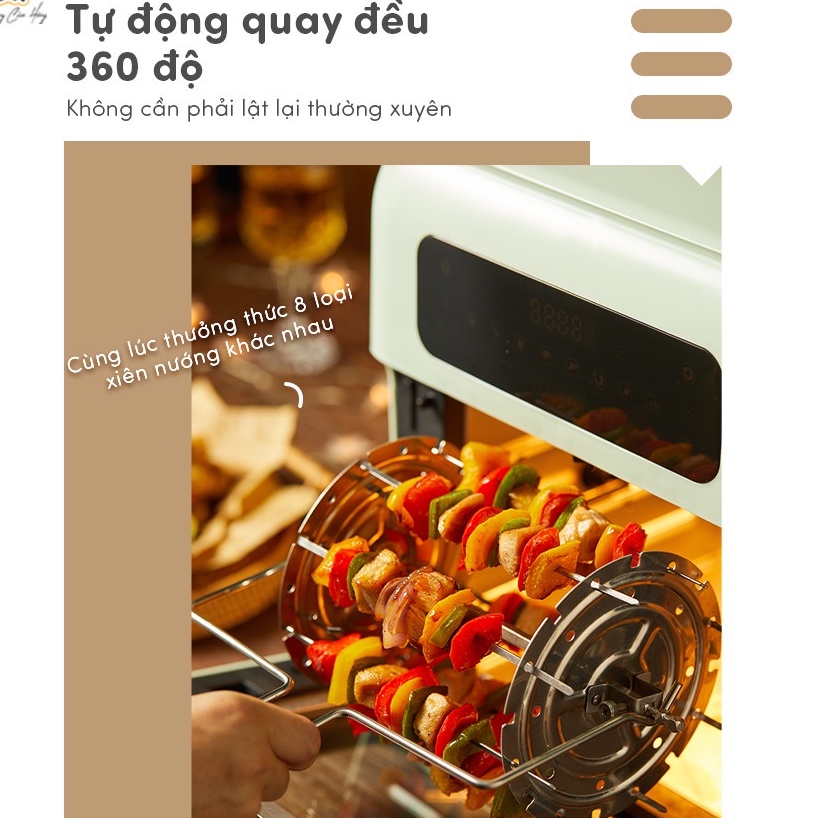 Nồi chiên không dầu, lò chiên không dầu đa năng 10L Bear QZG-A15V1, lò nướng dùng cho gia đình, 1350w, chất liệu an toàn