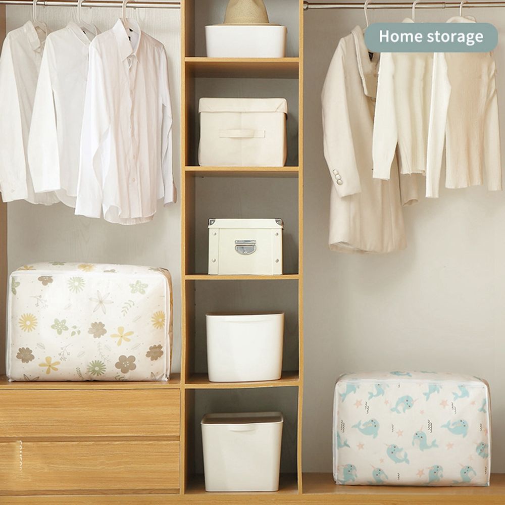 Túi Đựng Quần Áo / Chăn Mền Bằng Peva Chống Ẩm In Họa Tiết Dễ Thương Có Thể Gấp Gọn Tiện Dụng Cho Gia Đình