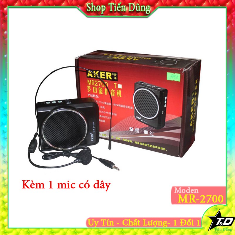 Máy trợ giảng Aker MR2700 màu đen dòng mic có dây - Loa trợ giảng Aker RM 2700 dành cho giáo viên