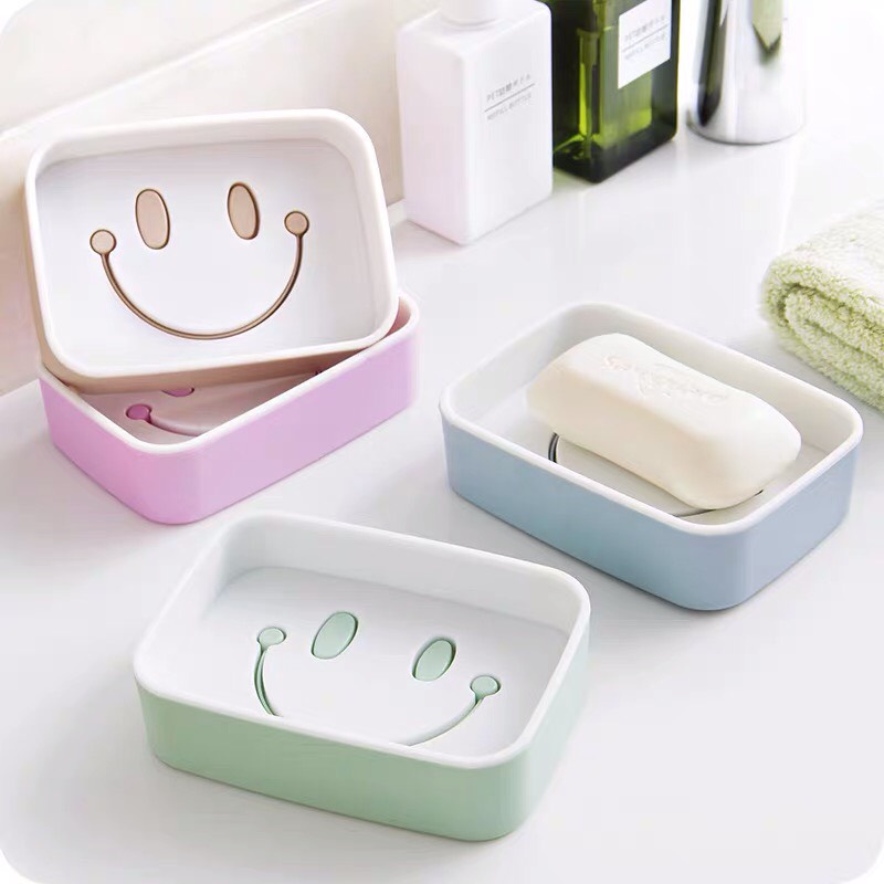 [Loại tốt] Khay Để Bánh Xà Phòng 2 Lớp Đáy Kín Hình Mặt Cười [ĐỂ TRÊN BỀ MẶT] 88217 Korea Store 88
