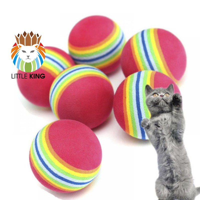 Đồ chơi cho chó mèo Bóng mút xốp EVA kẻ 7 màu Little King pet shop