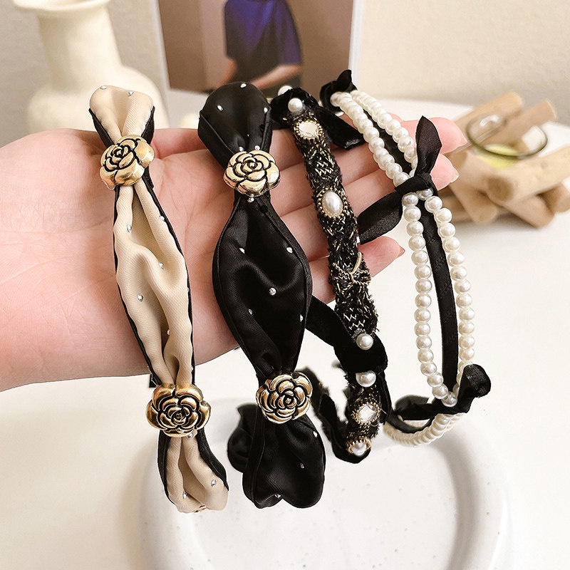 Băng Đô Đính Ngọc Trai Và Nơ Sang Trọng Phong Cách Pháp