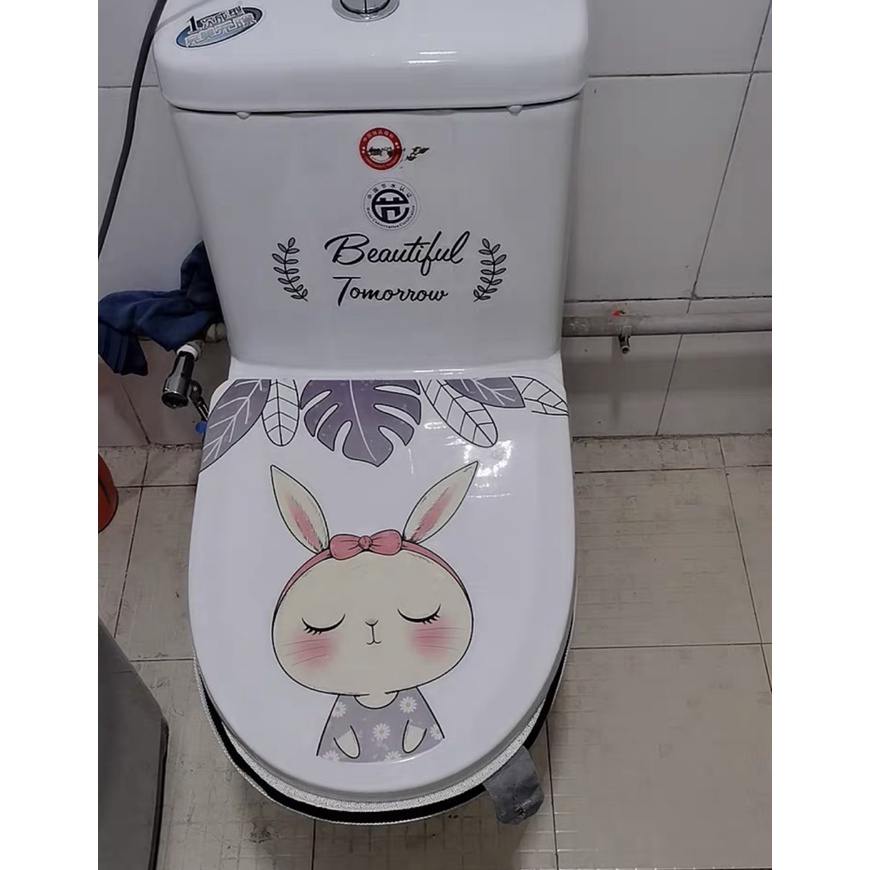 Miếng dán bồn cầu trang trí dễ thương, chất liệu decal siêu bền không thấm nước dùng mãi không hỏng
