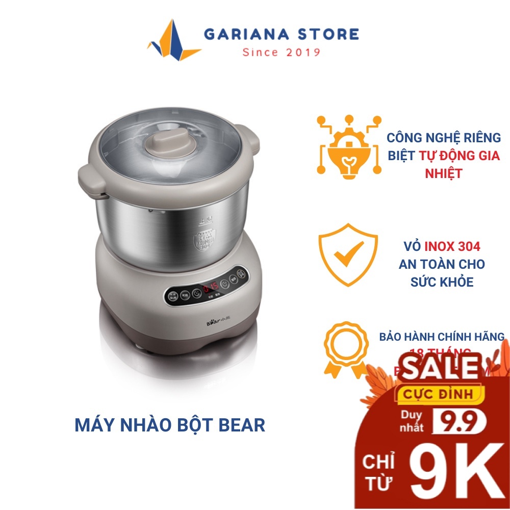 Máy Nhào Bột Nhồi Bột Tự ĐộngTrộn Bột Đánh Bột Đa Năng 5L, 3,5L, 7L Bear(Bản Quốc Tế), Bảo Hành 18 tháng