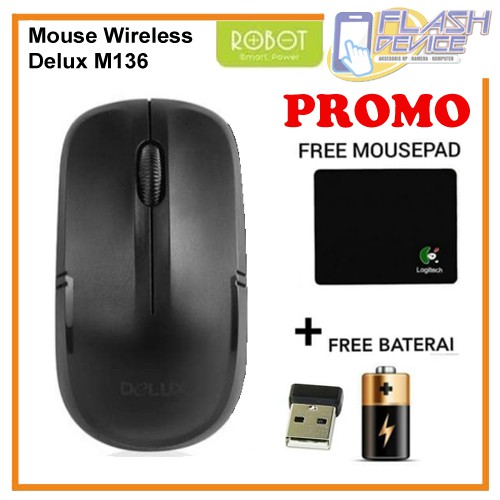Chuột Không Dây Delux M136 PLUS Pin