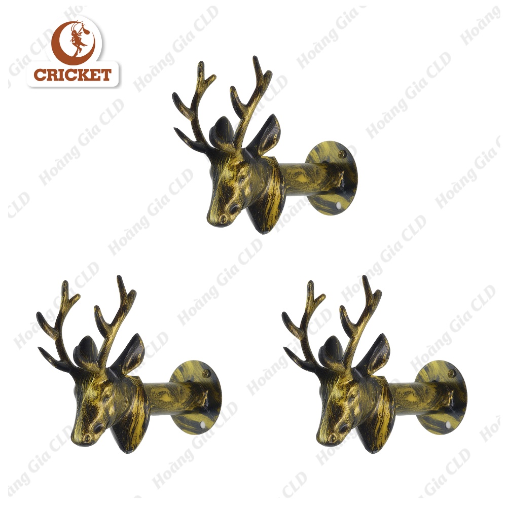 Móc đầu hươu tài lộc ĐEN VÀNG treo đồ, móc khoan tường treo quần áo