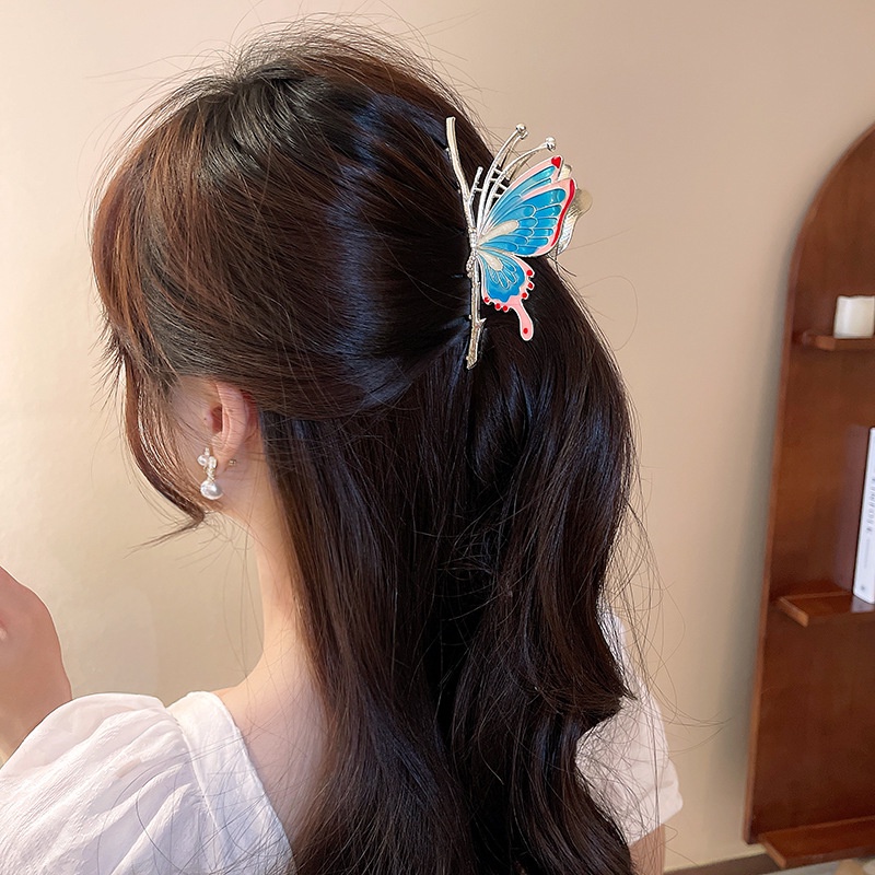 Kẹp Càng Cua Lớn Bằng Kim Loại Hình Bướm / Cá Mập Sơn Màu Cho Nữ
