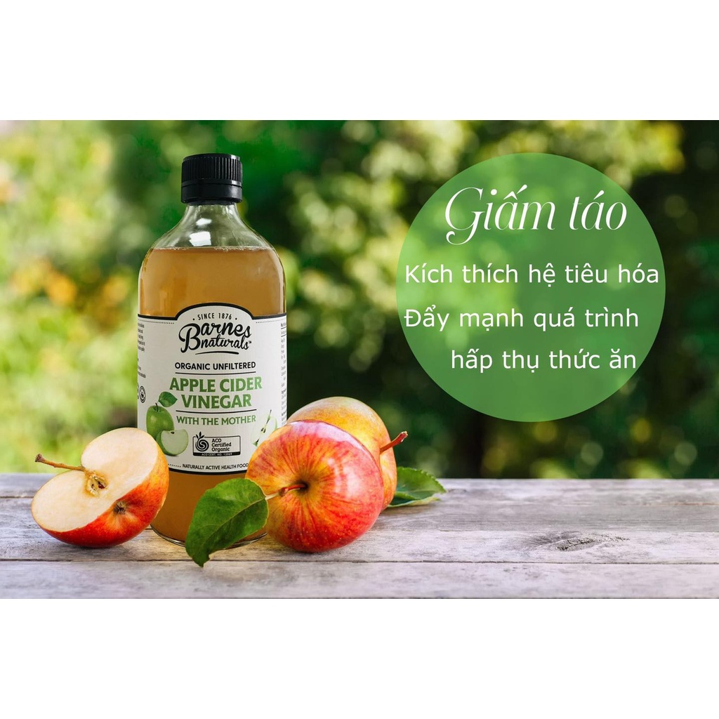 Giấm Táo Hữu Cơ Barnes Naturals 500ml 1 lít - XanhSam