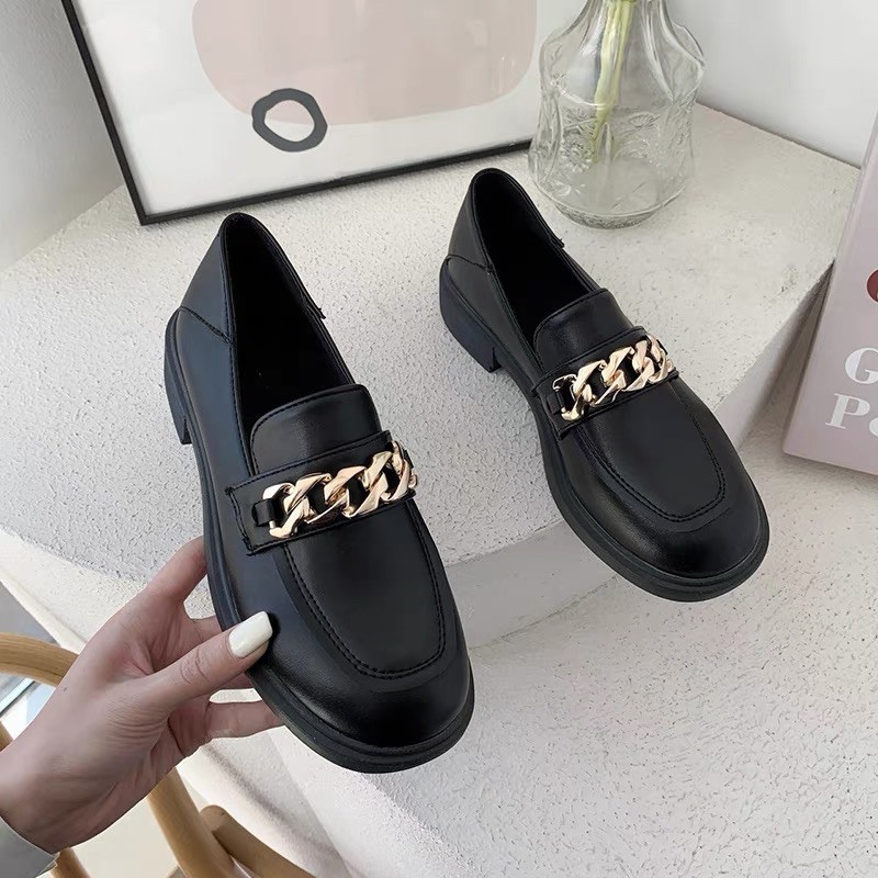 Giày oxford dây xích vàng đế cao 3cm ulzzang cho nữ | BigBuy360 - bigbuy360.vn