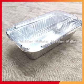 Xả cắt lỗ Set 10 khay giấy bạc hình chữ nhật có nắp loại tốt, tiện dụng - MaBaker