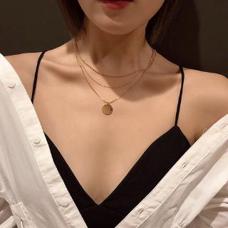 Layered Discs Pendant Link Chain Simple Necklace