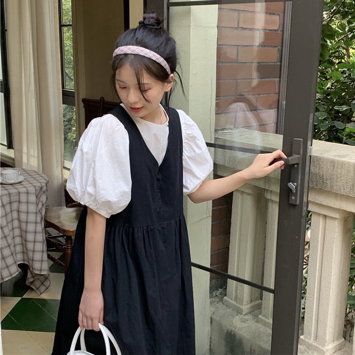 Đầm yếm cổ chữ V phong cách Hàn Quốc thời trang cho nữ