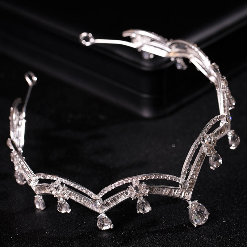 Cài Tóc Hình Vương Miện Đính Đá Đơn Giản Dành Cho Cô Dâu