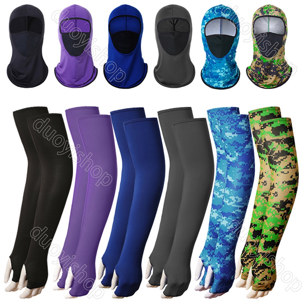 Ống Tay Áo + Khăn Bandana Họa Tiết Rằn Ri Quân Đội Chống Bụi Chống Tia UV Cho Hoạt Động Thể Thao Ngoài Trời